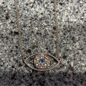 Judith Ripka Sterling Silver Evil Eye Necklace with Blue Centerpiece
NWT